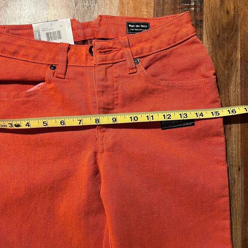 Volcom What The Twill Jeans Womens Size 3 Coral Red Blue Skinny Fit Stretch Pant - Picture 11 of 11